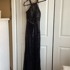 Glamorous Black Sequin Halter Prom Dress